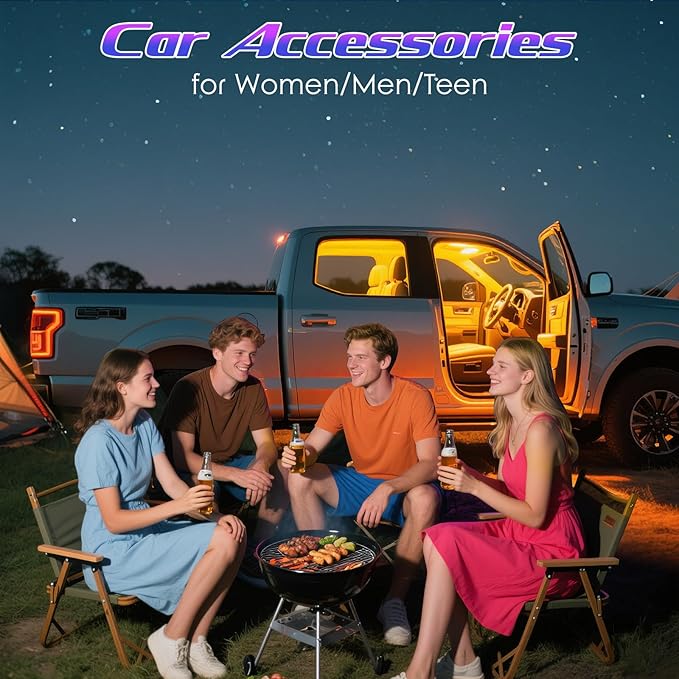 Winzwon Led Lights for Car Accessories Interior, Christmas Stocking Stuffers White Elephant Gifts for Men Women Adults, APP Control with USB Port Color Change Lights for Truck Decor 2 Pack