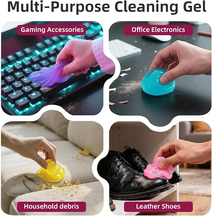 Car Cleaning Gel Reusable 4Pack - Dust Cleaning Putty Keyboard Slime for Car Interior Air Vent Cleaner, Auto Detailing Tools Accessories, Dust Remover Gifts for Men Women,Cleanings Gadgets,400g