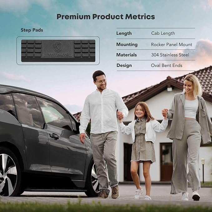 YHTAUTO 4 Inch Running Boards Side Step Bars Fit for 2007-2019 Chevy Silverado & GMC Sierra 1500/2500 HD/3500 HD - Standard/Regular Cab, 304 Stainless Steel Polished Oval Bent End Truck Step Rails