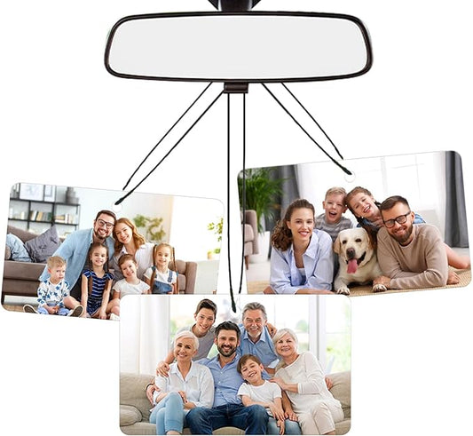 Personalized Double-Sided Custom Car Air Freshener with picture Photo - 100% Natural Material - Various Fragrance Types - Long-lasting Scent - Ideal for Car, Home, and Gifting (Rectangle-horizontal)
