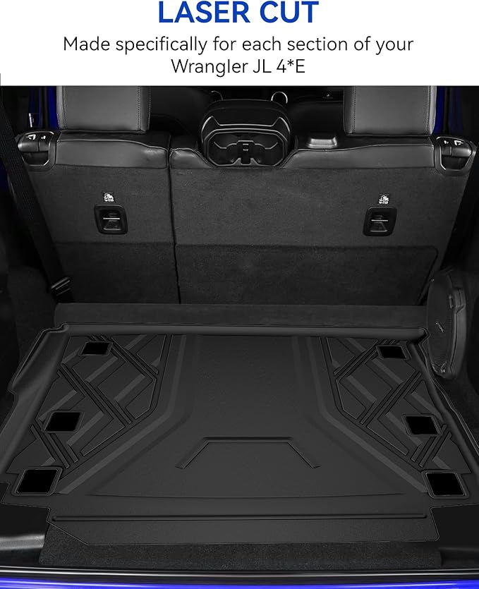 Cargo Mat fit for 2018-2025 Jeep Wrangler JL 4X4 with OEM Subwoofer, All-Weather Guard Trunk Mat Cargo Liners Heavy Duty Waterproof Odorless Durable fit for Wrangler JL 4 Door - NOT FIT 4XE OR JK