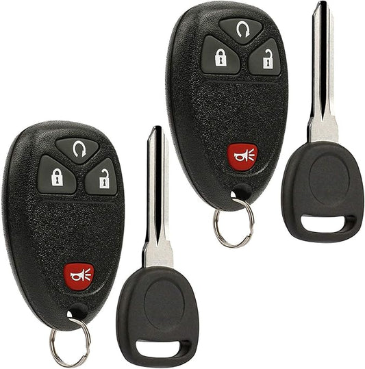 Car Key Fob Keyless Entry Remote with Ignition Key fits Chevy Silverado Avalanche Traverse / GMC Sierra Acadia / Pontiac Torrent / Suzuki XL-7, Set of 2