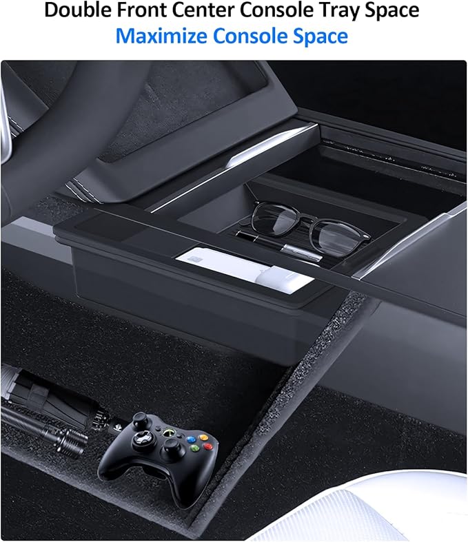 7PCS for Tesla Center Console Organizer Model Y Refreshed Juniper Accessories 2025 2026 Armrest Tray Cup Holder Center Lower Organizer Armrest Lower Organizer Hidden Compartment Storage
