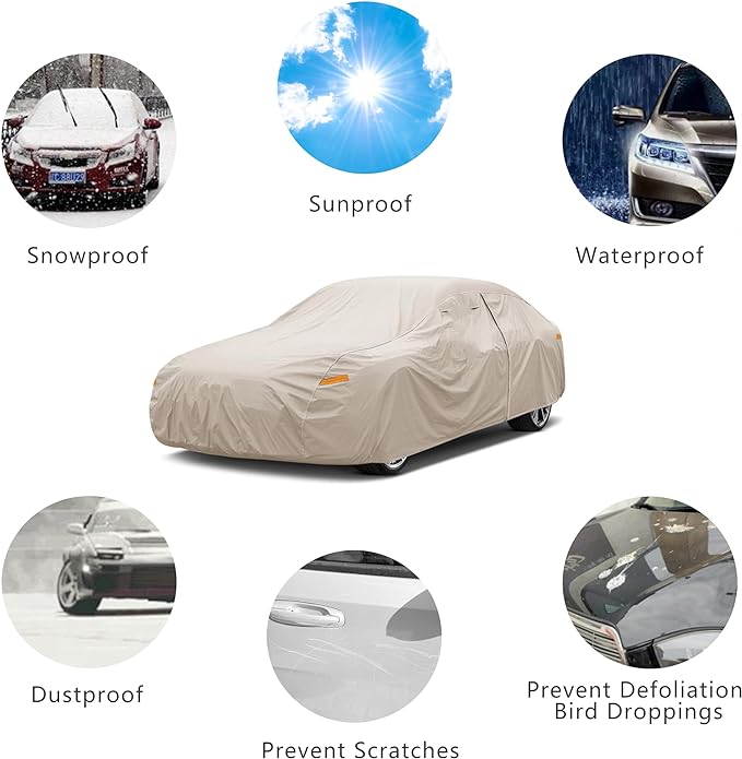 Heavy Duty Outdoor Car Cover Custom Fit for Jeep Wrangler 2 Door, Windproof All Weather Waterproof Sun Rain UV Dust Snow Protection Outdoor Car Covers