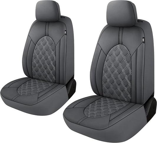 YGL Luxury PU Leather Car Seat Covers Front Set, Non-Slip Seat Cover Protectors, Universal Fit for Cars, Trucks, SUVs, Vans, Pickups, Airbag Compatible, Seat Covers for Car Interior (Gray)