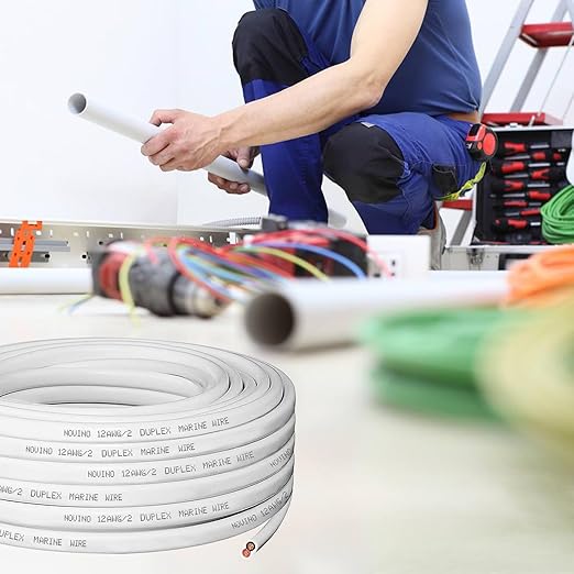 12 Gauge Marine Wire 12 AWG Duplex Marine Grade Wir,50ft Tinned Copper Boat Electrical Cable for Boat/Automotive/RV/Camper/Trailer Outdoor Use