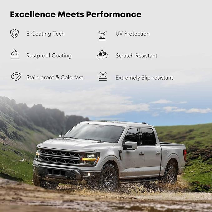 YHTAUTO 7 Inch Running Boards Fit Ford F-250/F-350 Super Duty 1999-2016 Extended/SuperCab, Side Steps Aluminum Step Bars Off-Road Exterior Accessories