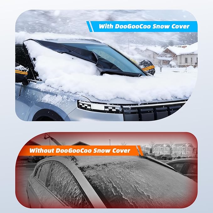[2025 Upgraded] Windshield Cover for Ice and Snow [700D Waterproof Fabric]-Against Snow, Ice, Frost and Water, Heavy Duty Car Snow Cover, Suitable for Cars, SUVs, and Trucks - Large