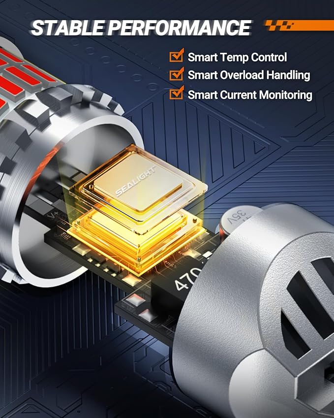 SEALIGHT 7440 7443 LED Bulbs Red for Brake Lights, Upgraded T20 7444 7441 W21W 992 7443NA LED Bulb 56-SMD with Projector Lens for Stop Tail Lights, Pack of 2