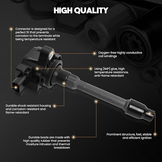 4PCS Ignition Coil packs UF781Compatible with HONDA ACCORD CIVIC CLARITY CR-V INSIGHT 1.5L 2.0L 2016-2022, for ACURA RDX TLX 2.0L 2019-2022, Replace # 3052059B013 CM11-124A