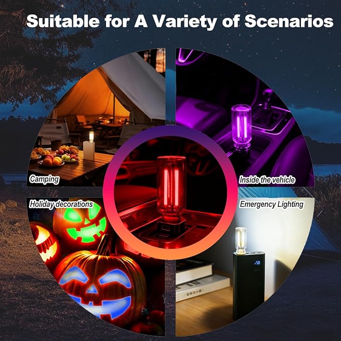 Touch-Control Dimmable Car USB Light, Vintage Glass Interior Ambient Light, Portable Car Interior Lights, Ideal for Holiday Decorations, Bedrooms, and Camping Scenarios