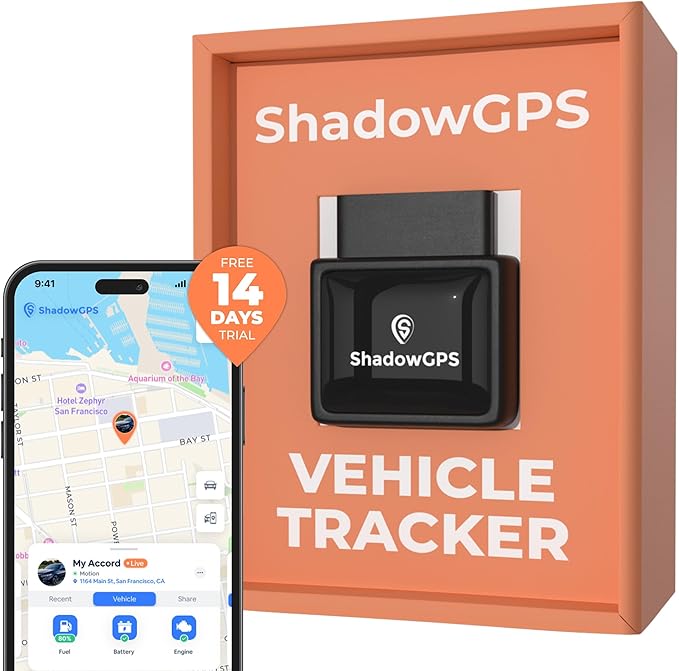 Real-Time OBD2 GPS Car Tracker – $12/Month with 14 Day Free Trial – Plug & Play Device for Families, Teens & Businesses with Trip History, Driving Alerts & GeoFence – Accurate, Easy Setup