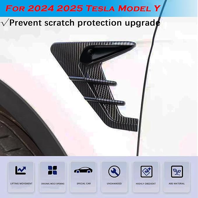 YHCDSEA for 2024 2025 Tesla Model Y HW4.0 Side Camera Indicator Protection Cover Decoration Accessories fit for Tesla Model Y with HW4.0 (Glossy Carbon Fiber Pattern)