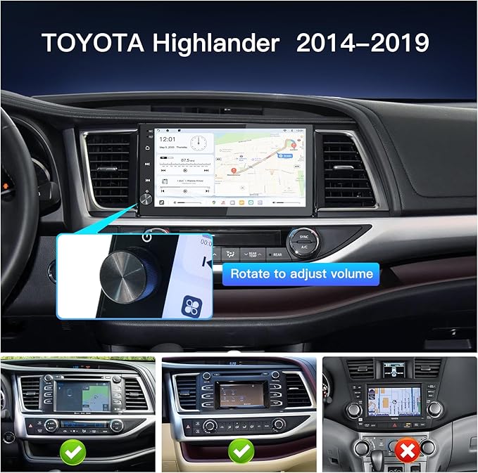 10.2'' Android 13 Car Stereo for Toyota Highlander 2014-2019,with Wireless CarPlay & Android Auto,8G+128G WiFi/DSP/SWC/AM/FM Radio