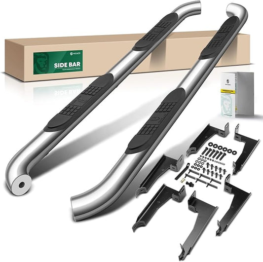 YHTAUTO 3 Inch Running Boards Side Steps Compatible with Jeep Grand Cherokee L 2021-2025, SUV, Round Carbon Steel Black Powder, Cab Side Step Rails Off-Road Exterior Accessories, Set of 2