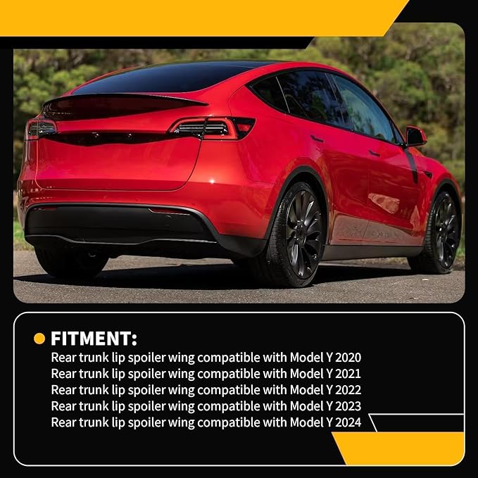 Spoiler Compatible with Model Y 2020-2024 ABS Material Rear Spoiler Wing Rear Trunk Lip Matte Car-Bon Fiber