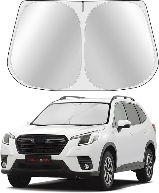 Custom Fit Windshield Sun Shade for Suba-ru Forester 2019-2024 - Full Coverage, 210T Reflective Fabric, Double-Layer Design - Blocks 99% UV Rays, Keeps Car Cool, Easy to Install and Store