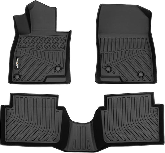 GINOWY- Floor Mats for Mazda 3 2014-2018, TPE All Weather Protection Car Mats for Mazda 3 2018 Non-Slip Floor Liners Waterproof Heavy Duty Automotive Accessories Black