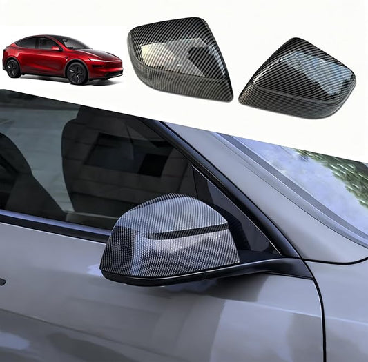 YHCDSEA Rearview Mirror Guard Cover for Tesla Model Y Juniper, Side Mirror Cover Exterior Accessories fit for Tesla Model Y Juniper 2025 (Glossy Carbon Fiber Pattern)