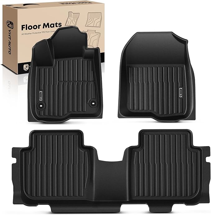 YHTAUTO Floor Mats Fit 2023-2025 Honda CR-V CRV(Include Hybrid), TPE All Weather Car Mats Waterproof Anti-Slip Odorless Floor Liner, Interior Car Accessories Front & 2nd Row Liner