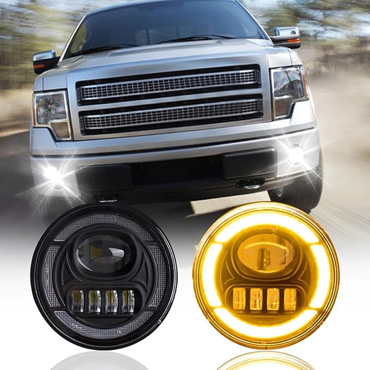 LED Fog Lights with DRL & Turn Signals for 2006-2014 Ford F-150, Pickup Front Driving Fog Lamps Assembly Replacement Kit, DOT Approved, 1 Pair