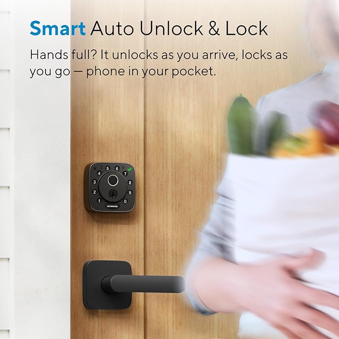 ULTRALOQ Bolt Fingerprint WiFi Smart Lock, Works with Apple Home, Siri, Alexa, Keyless Entry with Fingerprint ID, App Remote Control, Keypad Deadbolt, BHMA Cert., Easy Install, IP65, Black