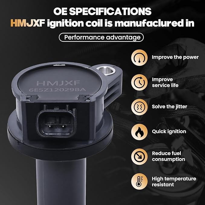 UF486 Ignition Coil (Set of 1) Compatible with Mercury Ford 2008-2012 Escape, 2006-2012 Fusion, 2009-2011 Mariner 2006-2011 Milan, 2006 Lincoln Zephyr Replacement for DG514 C1594 3.0L V6