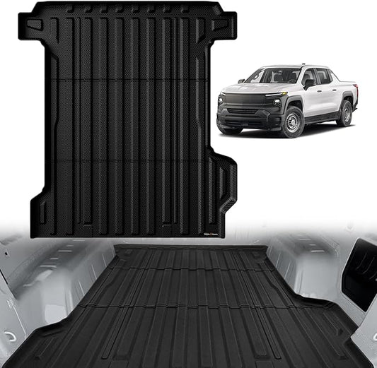 TripleAliners Truck Bed Mat Compatible with 2024 2025 2026 Chevrolet Silverado EV WT Version Accessories 5.9FT Vehicle Bed Perfectly Flush All Weather Protection TPE Heavy Duty Pickup Car Cargo Mat