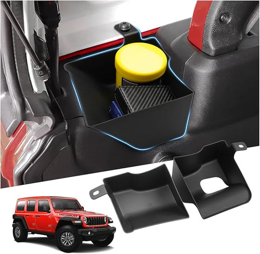 Rear Cargo Side Trunk Storage Box Tray Fit for Jeep Wrangler JL JLU 4XE 2024 2025 Trunk Storage Tray Organizers Cargo Organizer 4 Doors Black 2PCS