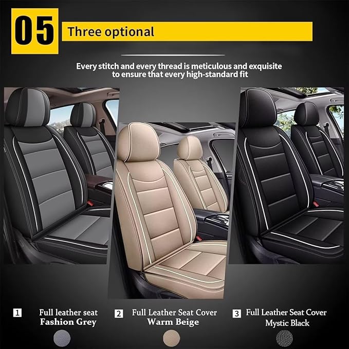 YORKNEIC Car Seat Covers Front Set fit for Jeep Cherokee 2014-2023, Waterproof Leather Breathable Seat Covers Minimalist Luxury Easy Install Full Protection (2 Front Set, Beige)