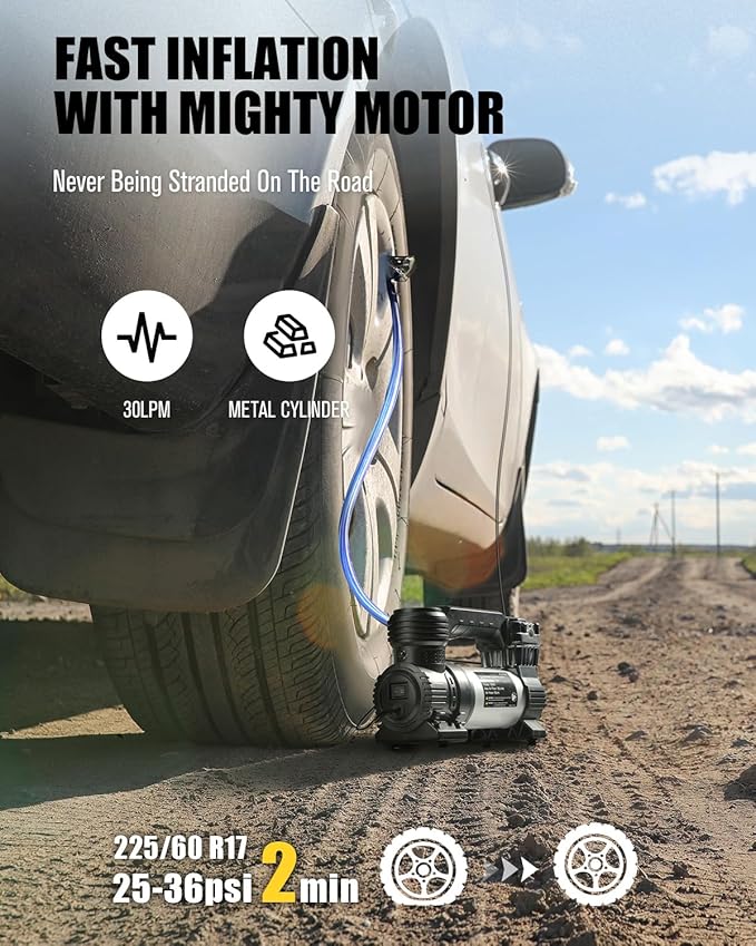 Avid Power Tire Inflator Portable Air Compressor, 30L/M Fast Inflation, Auto Tire Inflator with Gauge, Portable Air Pump for Car Tires & Many inflatables, Compact Air Compressor