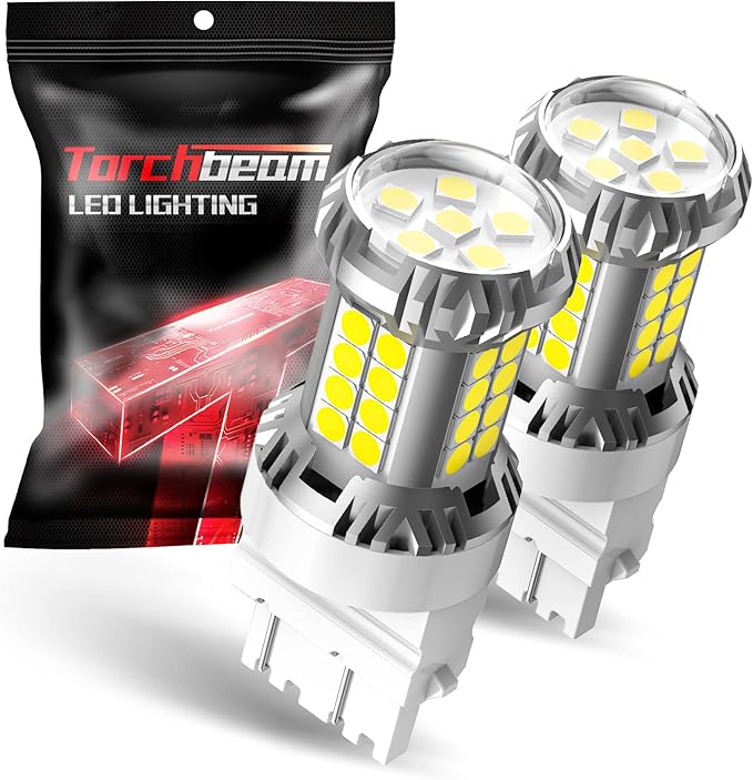 Torchbeam 3157 3156 LED Bulb Reverse Lights 6000K White, 600% Brighter 3056 3057 4057 4157 LED Light for TailLight, Backup light, DRL, Brake Parking Signal Light, Non-polarity, 38-SMD Upgrade, 2pcs