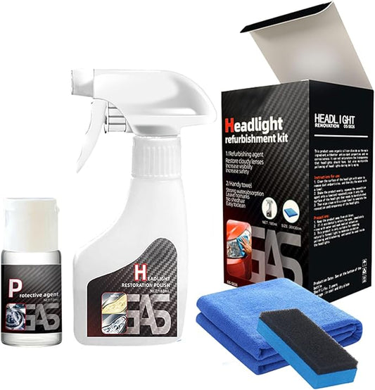 Headlight Restoration Kit - Removes Oxidation & Yellowing for Safer Night Driving Perfect for Drivers Everyday Car - Care Great 180ml Spray（6oz）