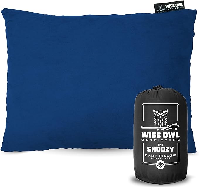 Wise Owl Outfitters Camping Pillow – Memory Foam Travel Pillow for Airplane Sleeping, Hiking, Backpacking & Outdoor Use - Small & Portable for Adults, Car, Camp & Tent