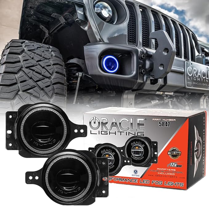ORACLE Lighting 5847-002 Pair of 20W LED Fog Lights Compatible with 2018 2024 Wrangler JL - Blue - Road Compliant - Rugged & Durable - High Performance