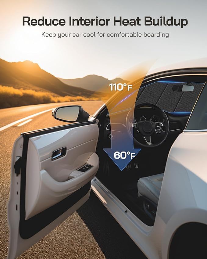 Windshield Sun Shade for Ram 1500 2019-2025 with 5 inch Wide Sensor, Custom Front Window Sunshade - Leather