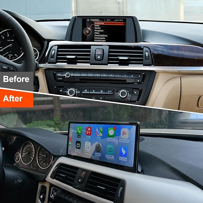 PEMP Ultra-Thin 12.3" for BMW 3 Series F30 NBT CIC Wireless and Wired CarPlay Android Auto Screen Calls Using The OEM Bluetooth with a 720P AHD Reverse Camera (2012-2017)