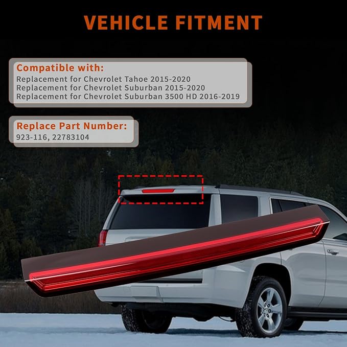 923-116 22783104 Center High Mount Stop Light Replacement for Chevrolet Tahoe 2015-2020 Suburban 2016-2019 Suburban 3500HD LED Third Brake Light