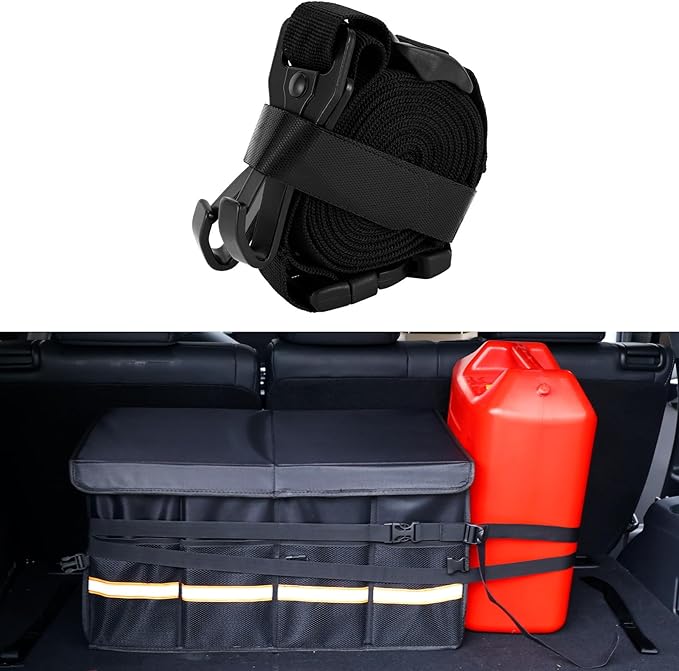 SUV Trunk Organizer Straps Adjustable for Snug Fit, Car Storage Organizer Straps with Easy Release Buckle, Cargo Storage Strap for SUV, All Purpose Car Accessories Cord Organizer Storage