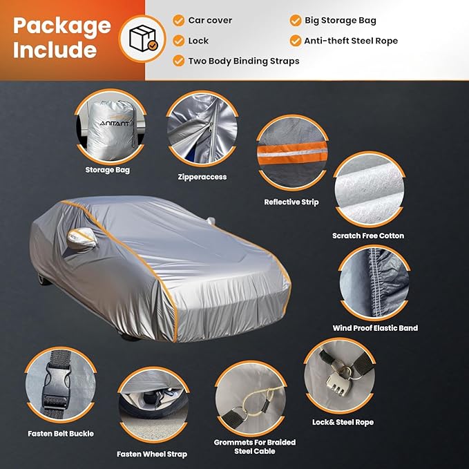 Custom Fit Ford Mustang Car Cover 1994-2025 Outdoor Waterproof Car Cover All Weather with Door Zipper Cotton Lining Scratch Resistant Rain Sun UV Dust Snow Protection