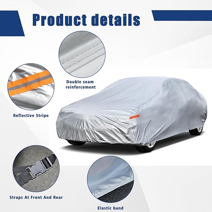Kayme 6 Layers Car Cover Custom Fit for BMW 6 Series 640i 650i M6 (2003-2025) Waterproof All Weather for Automobiles, Outdoor Full Cover Rain Sun UV Protection.Silver