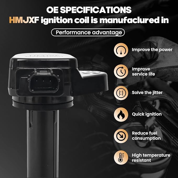 6PCS UF603 Ignition Coil packs Compatible with Acura RDX RL TL TSX ZDX Honda Accord Crosstour Odyssey Pilot Ridgeline Replaces 30520R70S01 3.5L 3.7L V6