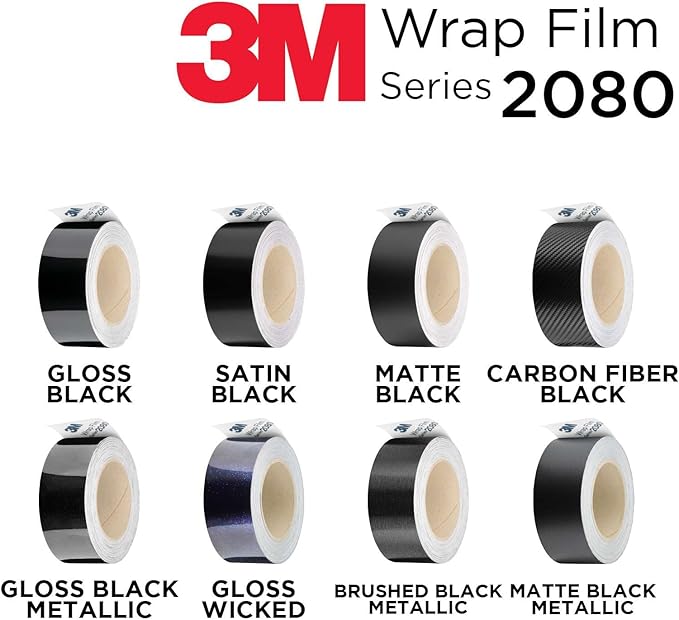 3M 2080 G12 Gloss Black Vinyl Wrap Kit for Black Out Chrome Delete Window Trim Door Trim with Tool Kit 2" x 50Ft