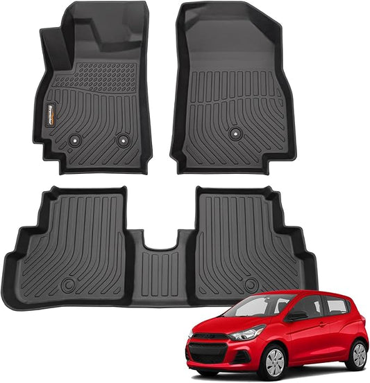 Binmotor-for Chevrolet/Chevy Spark(Not for GT) 2016-2022 All Weather Car Floor Mats, Waterproof TPE Mats Floor Liners for Chevy Spark Trunk Liner Accessories Mat-Black