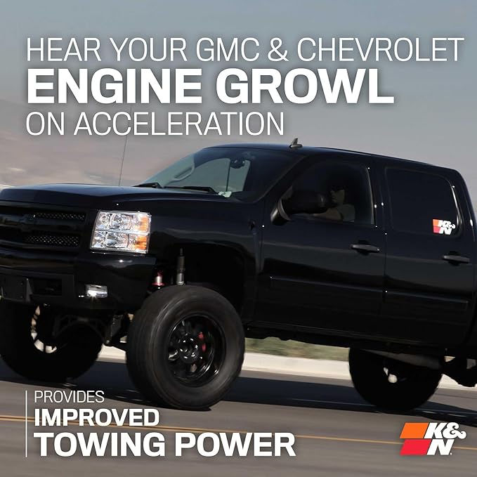 K&N Cold Air Intake System: High-Flow Air Filter, Increase Performance & Towing: Compatible with 2007-2008 Chevy/GMC/Cadillac Silverado, Suburban, Tahoe, Sierra, Yukon, Escalade, Avalanche, 57-3058