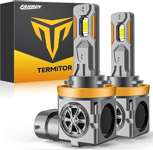 Upgraded H11/H9 Bulbs, 40,000LM 800% Super Brighter, 6500K Cool White, 1:1 Mini Halogen Size H11 H9 Fog/Driving Lights with Cooling Fan, Plug and Play, Pack of 2