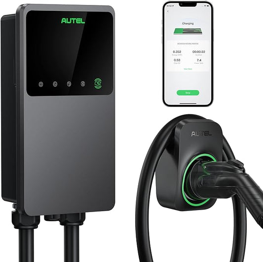 Autel MaxiCharger Home Electric Vehicle (EV) Charger, up to 40 Amp, 240V, Level 2 WiFi and Bluetooth Enabled EVSE, NEMA 6-50 Plug, Indoor/Outdoor, 25-Foot Cable with Separate Holster, Dark Gray