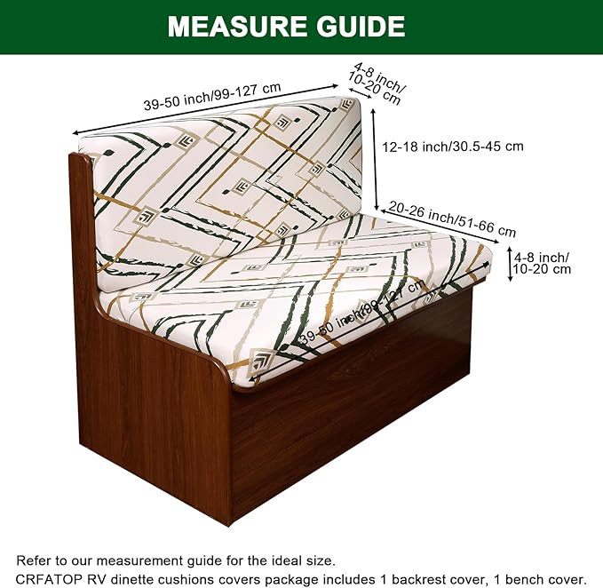 CRFATOP RV Dinette Cushion Covers Printed Elastic Camper Cushion Slipcover Stretchable Loveseat Sofa Chair Cover Furniture Protector for RV Camper Car Bench 1 Backrest Cover & 1 Bench Cover,13