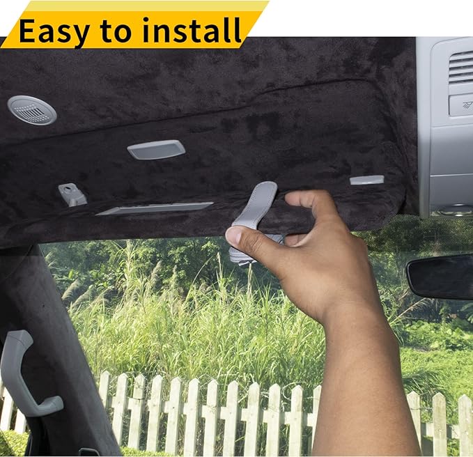 Yuoyar Sunglass Holder for Car, Magnetic Leather Sunglasses Holder and Ticket Card Clip, Car Visor Accessories, 2 Packs (Silver Grey)