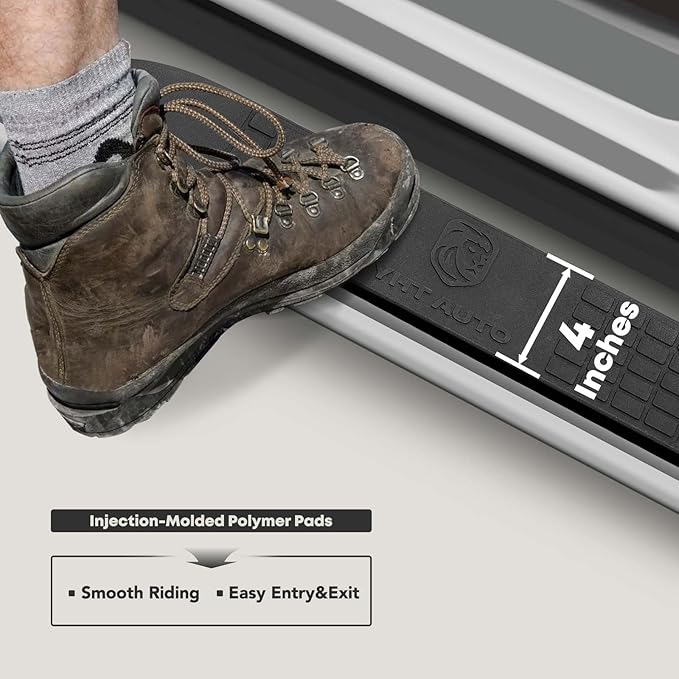 YHTAUTO 4 Inch Running Boards Side Steps Compatible with Jeep Wrangler 2007-2018, 4-Door SUV, Oval Straight Stainless Steel Polished Chrome, Cab Side Step Rails Off-Road Exterior Accessories, Set of 2